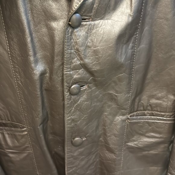 Rare vintage 70s calf leather 3 button down jacket large - Picture 5 of 11